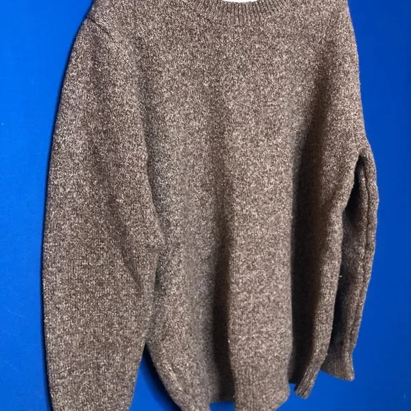 TSXS White and Brown Grain Pattern Warm Sweater - Picture 3 of 5